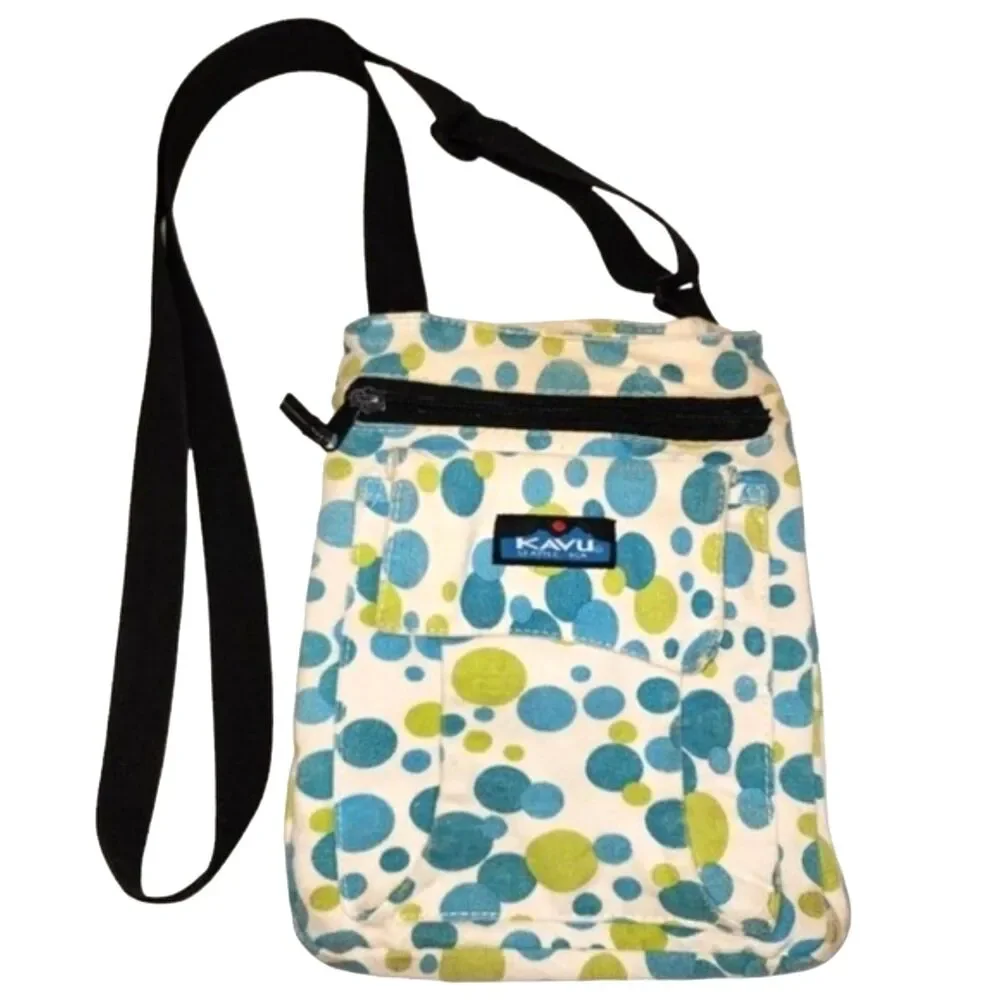 Kavu Blue & Green Polka‎ Dot Canvas Crossbody Bag 10